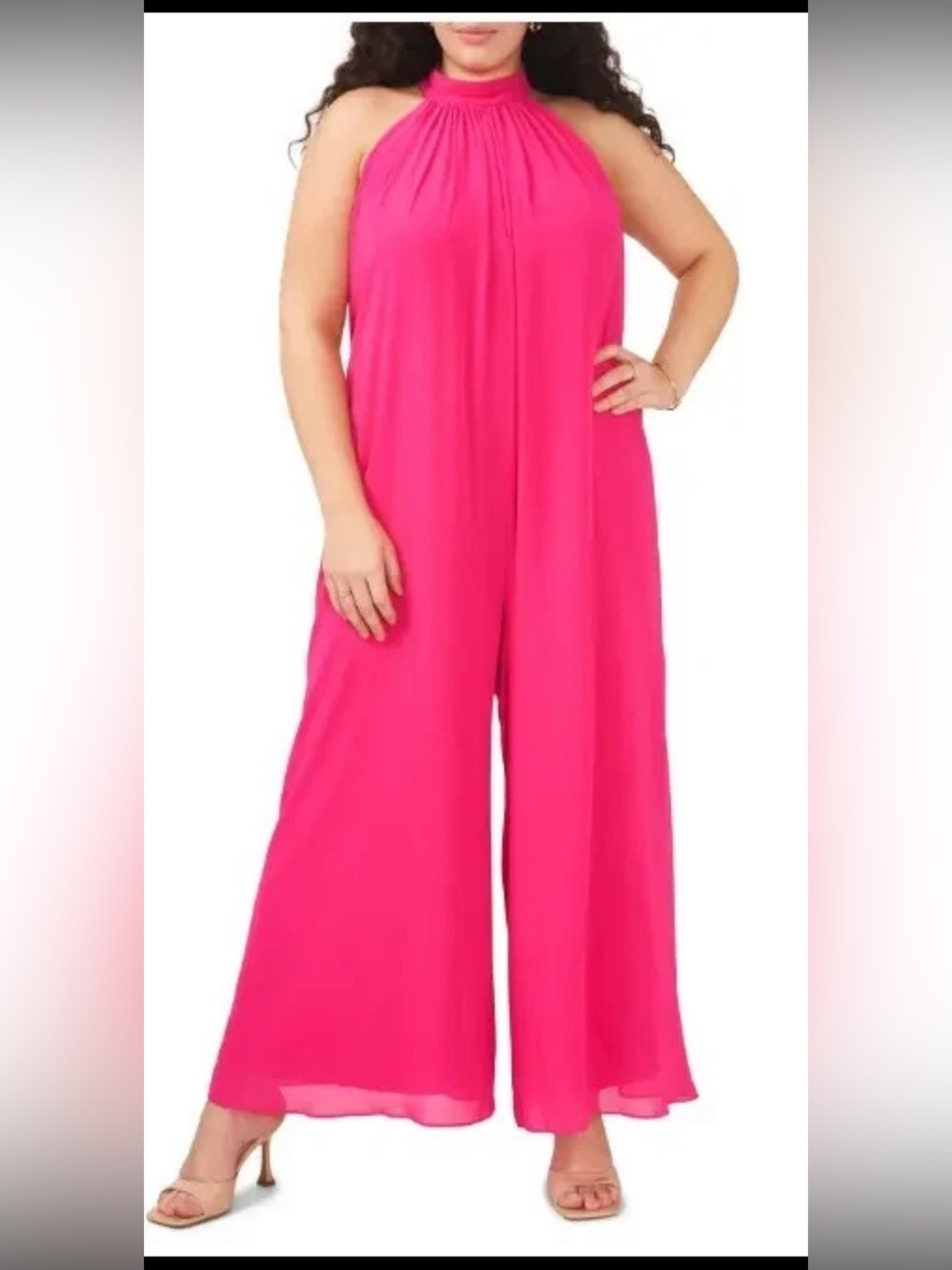 Vince Camuto NWT Halter Wide Leg Jumpsuit Pomegranate Pink XL